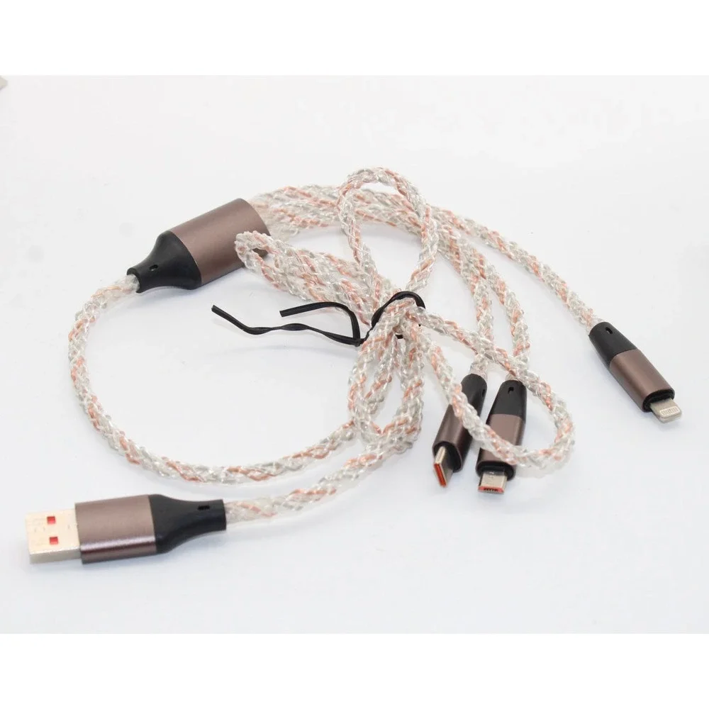 Universal 3 in 1 Braided Charging Cable USB to USB-C Micro-USB Lightning 3 ft